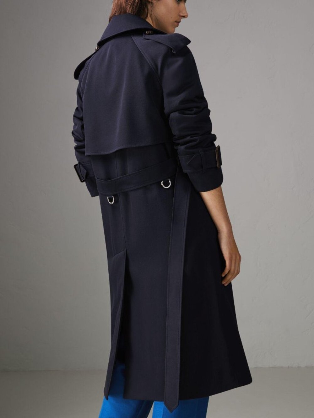 NWT Burberry Oversize Wool Wide Lapel Belted Trench Coat, Blue, US12/UK14 - Picture 4 of 16